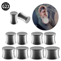 1Pc G23 Titanium Solid Cool Double Flared Saddle Ear Plug Expander Gauges Tunnels Piercing For Earlobe Body Jewelry