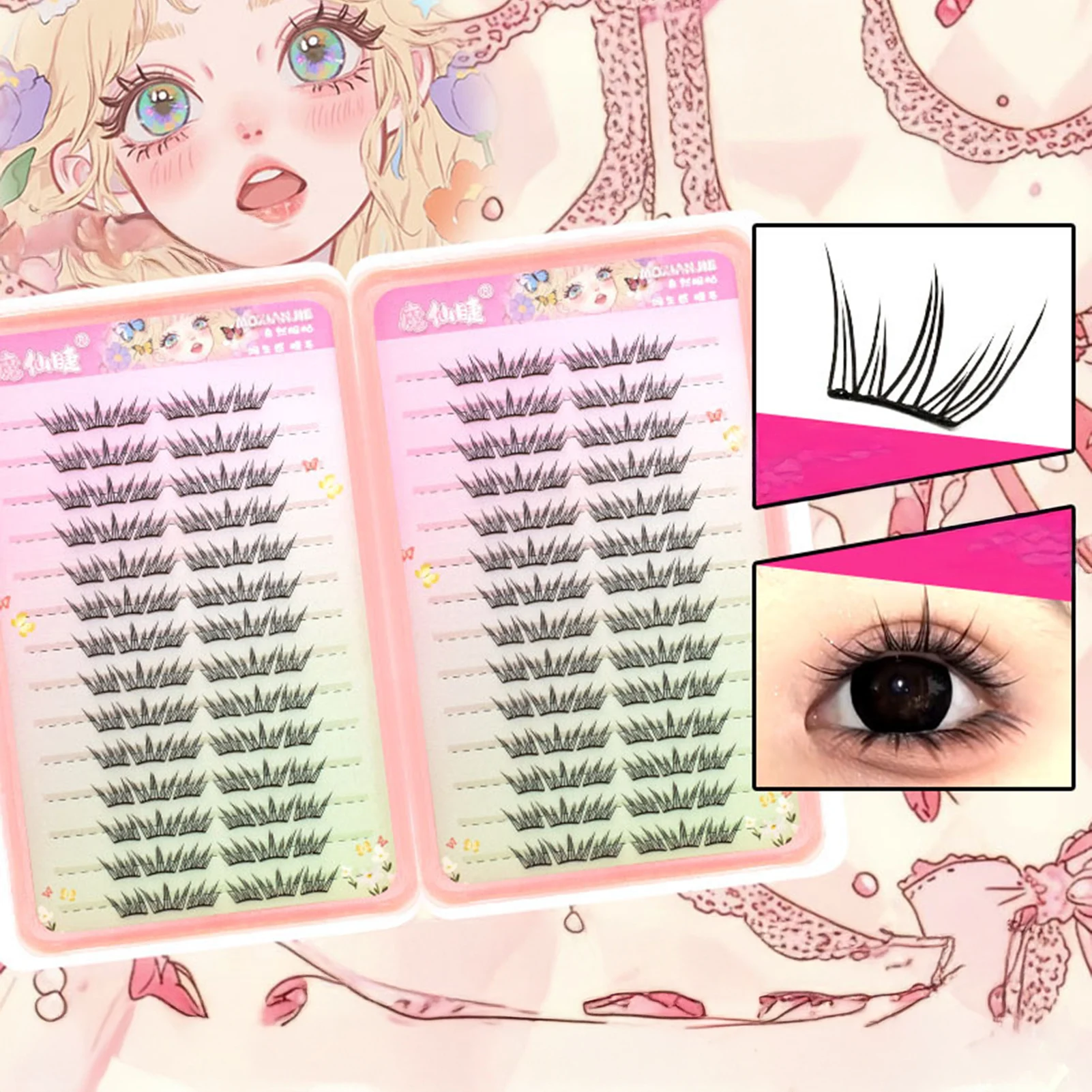 168 Clusters Sunflower Manga False Eyelashes No Glue Natural Wispy Eyelash Book Suitable For All Eye Type Super Large Capacity