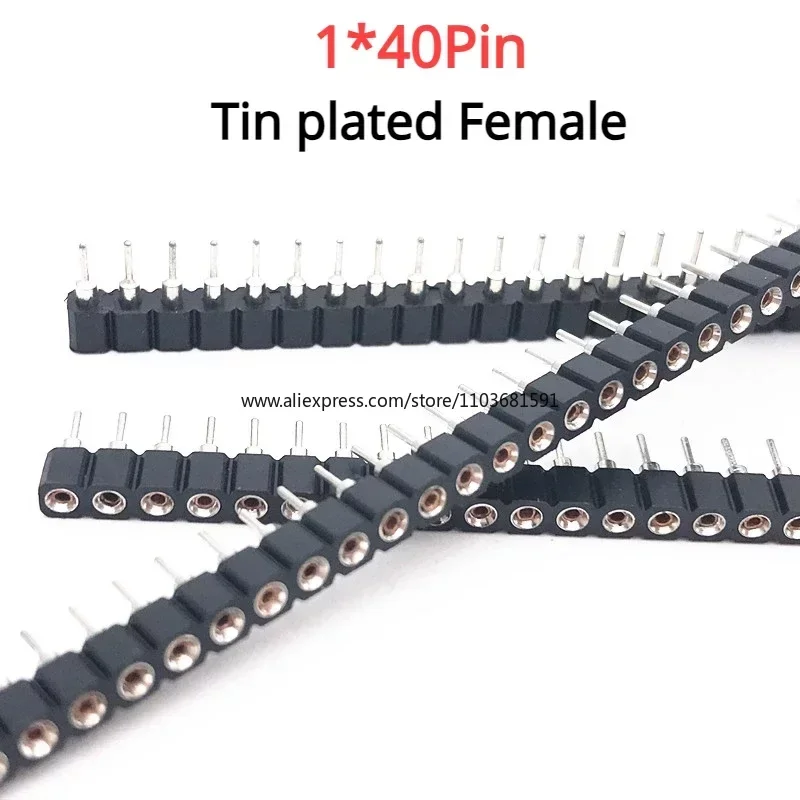 1.27mm 2.0mm 2.54mm 1x40P Round Hole Male Tin Gold Female Pin Header Single Row 0.1