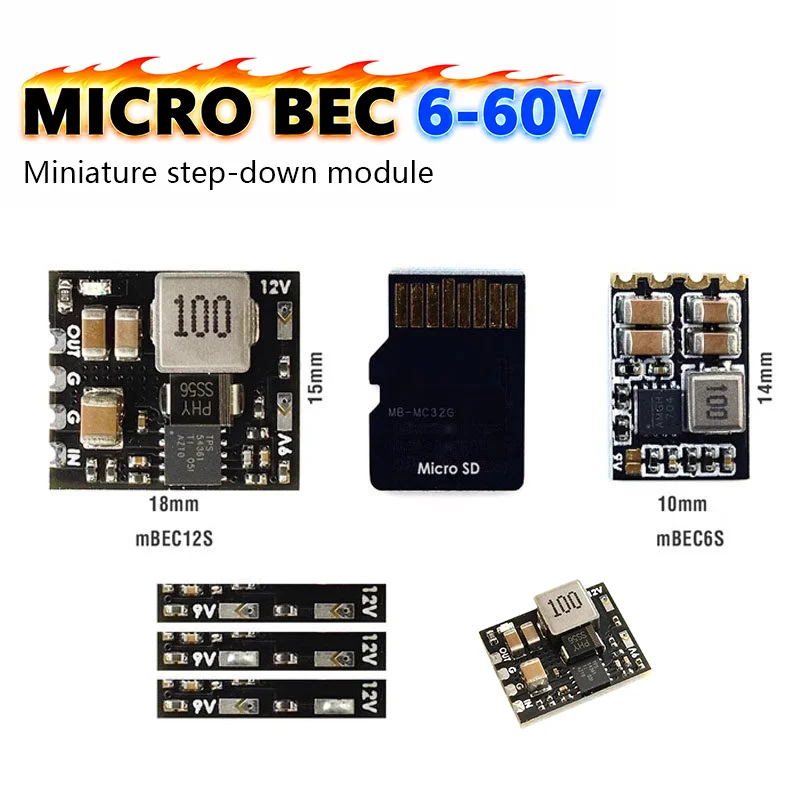 

Micro BEC 12S 6-60V to 5V 9V 12V Adjustable Step-Down Regulator Module for FPV Racing Drone RC Model