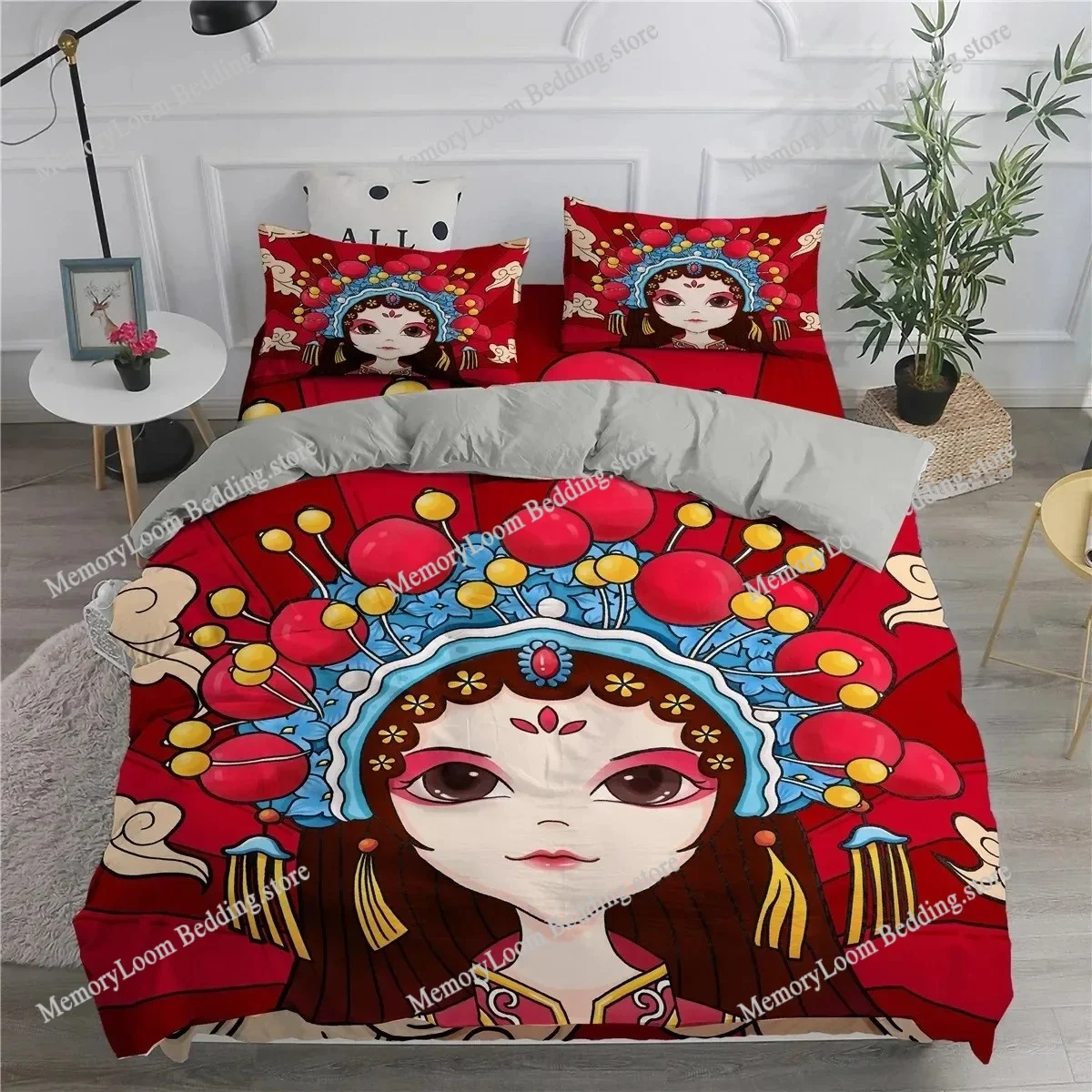 

Cartoon Peking Opera Bedding Set Boys Girls Twin Queen Size Duvet Cover Pillowcase Bed Kids Adult Fashion Home Textileextile