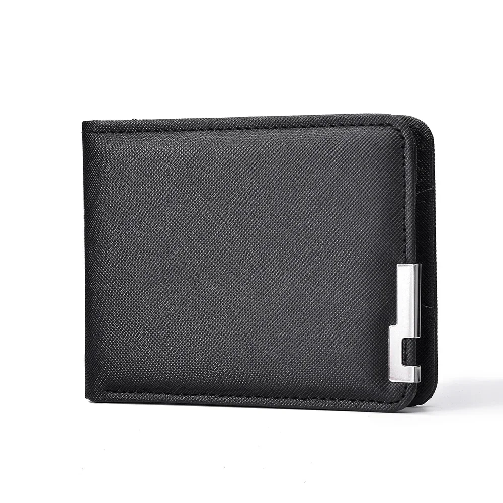 กระเป๋าสตางค์ผู้ชายแบบพกพา หนัง PU คุณภาพพรีเมียม กระเป๋าใส่บัตรเครดิต กระเป๋าสตางค์แบบสั้นบางเฉียบสำหรับผู้ถือบัตร
