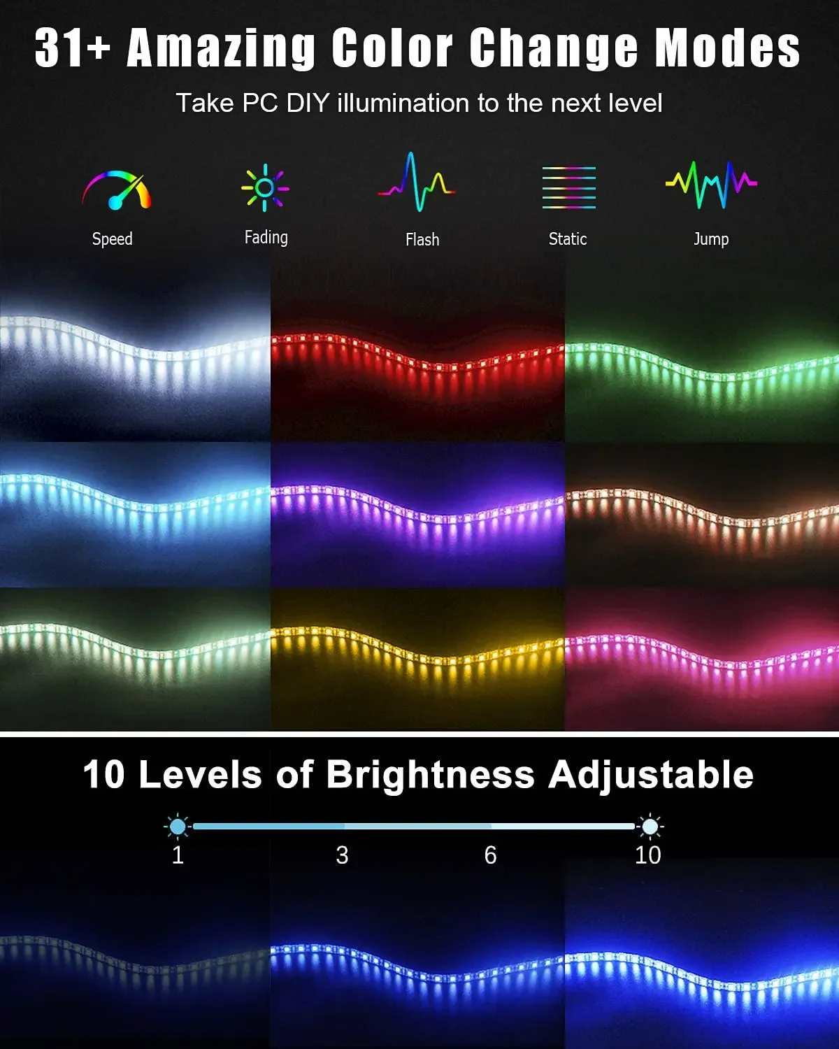 Ws2812b argb led streifen licht adressierbar regenbogen licht digital 5v 3pin header pc fall asus aura sync rgbic fusion msi mystic