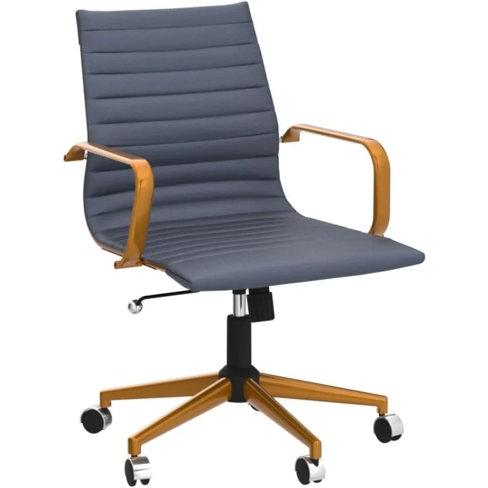 

Modern Black Office Chair Computer Desk Chairs Conference Leather Home Office Dsek Chair Mid Back Swivel Chairs with Arms