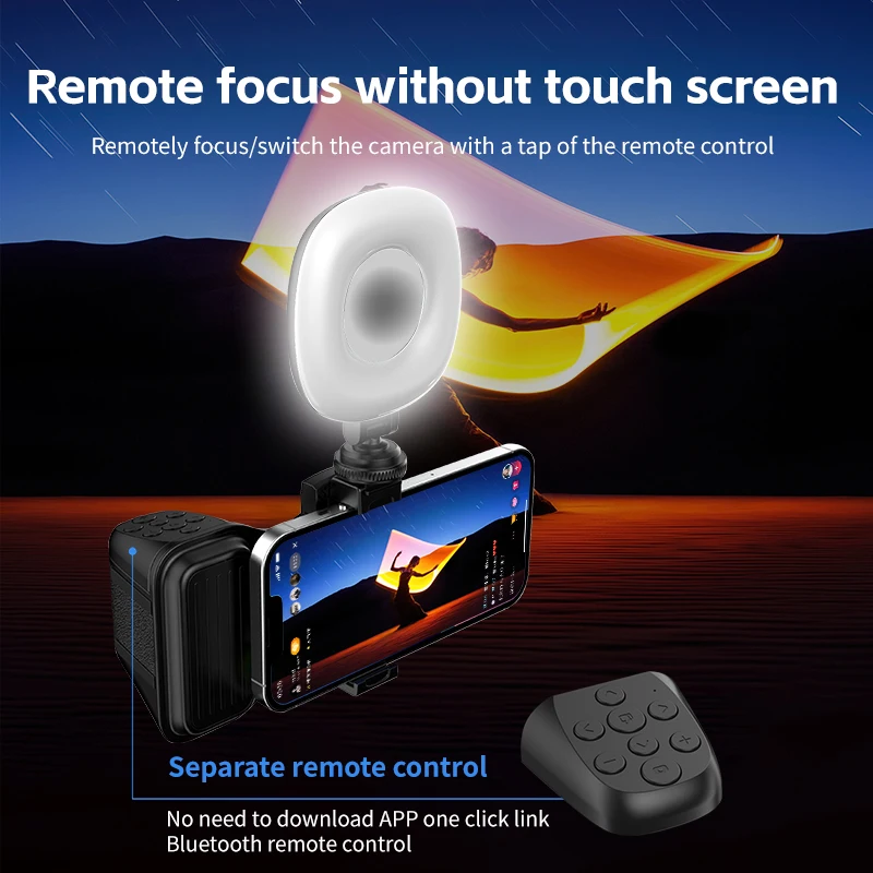 Portable Phone Holder Camera Auxiliary Handle with Fill Light Bluetooth Remote Control Focus anti shake for Live Photography