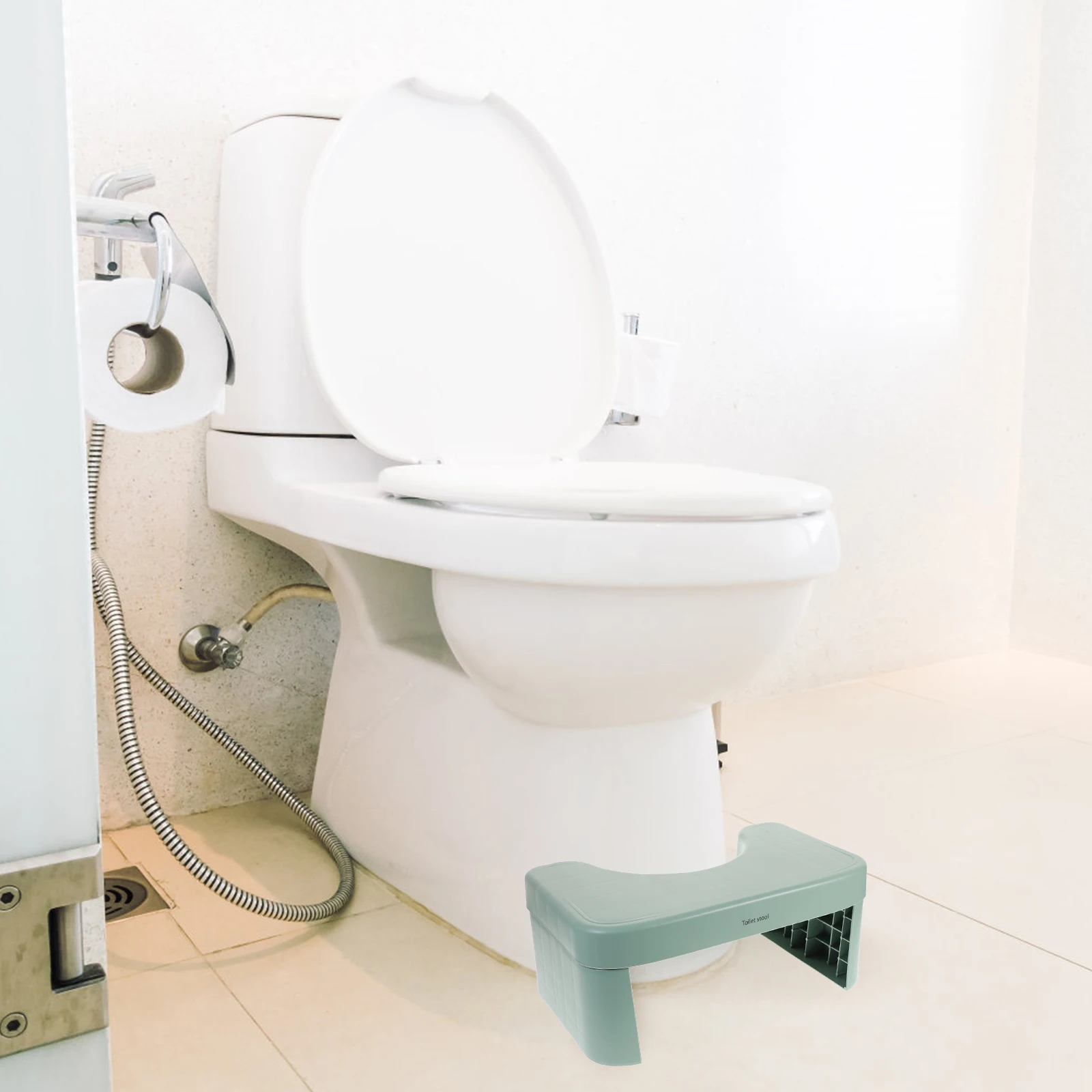 

Plastic Kids Toilet Stool Potty Footstool Bathroom Home Supply Dark Green Smooth Stable Non Slip Practical Strong
