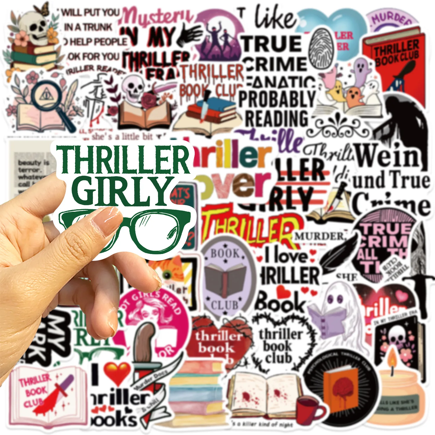 50PCS Thriller Buch Cartoon Aufkleber Lustige Kreativität Graffiti Dekoration DIY Spielzeug Kühlschrank Laptop Gitarre Fahrrad Skateboard Aufkleber