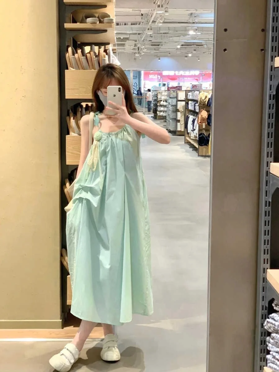 

een Strapl Dr Women's Beach Vaion Skirt Summer New Sle High Quali Beach Long Dr Pure Desire High Waist A-Li...