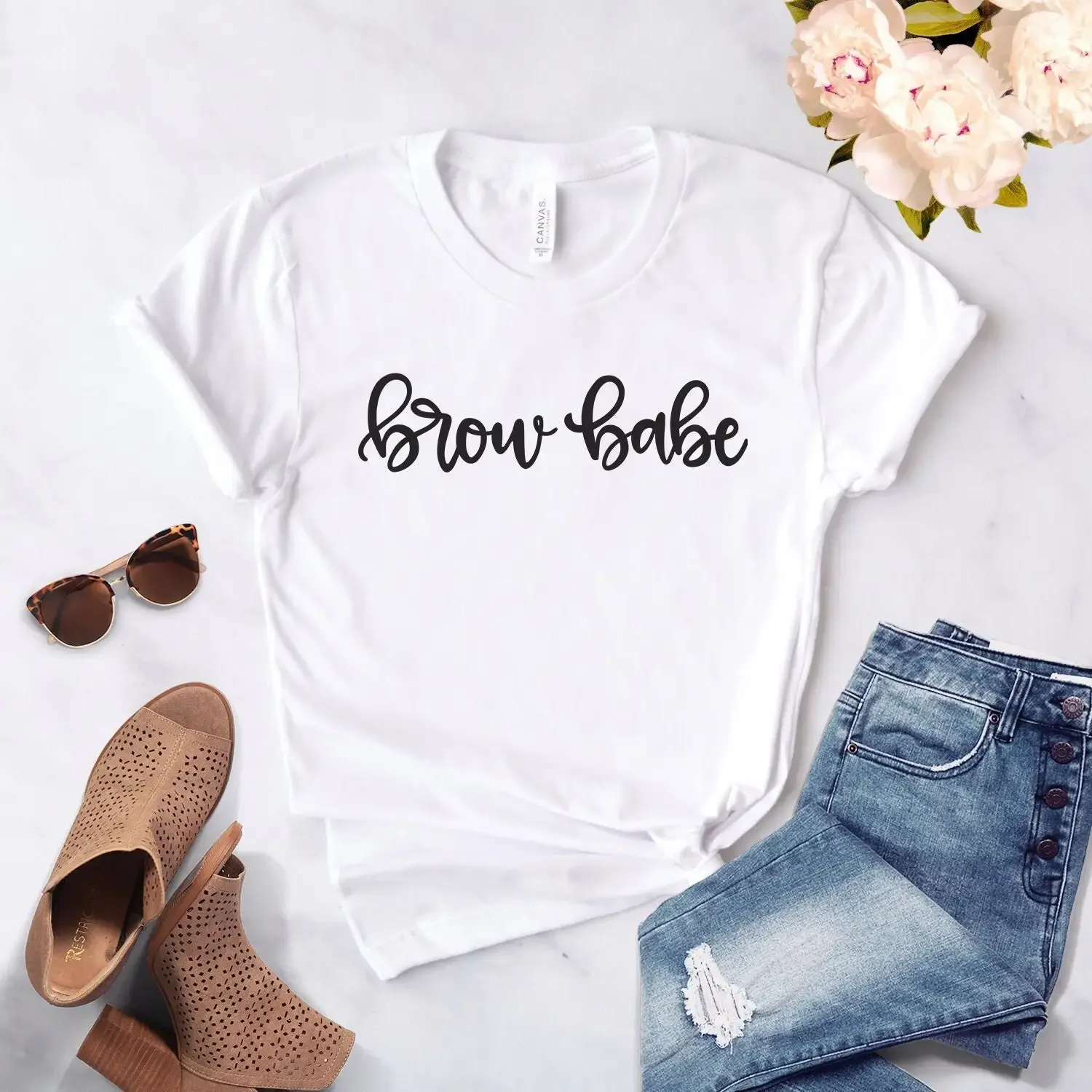 Esthetician T Shirt Cosmetologist Cute Eyebrow Brow Babe Makeup S Brows Softstyle