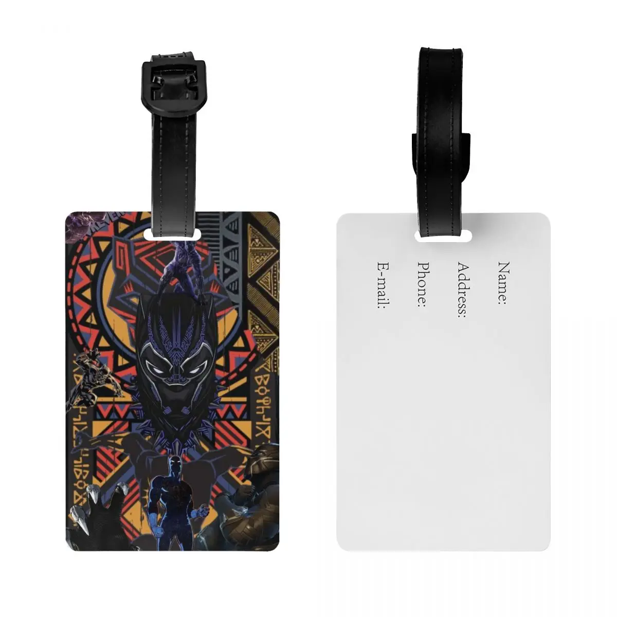 Custom Black Panther Comic Luggage Tag Privacy Protection Anime Wallpaper Baggage Tags Travel Bag Labels Suitcase
