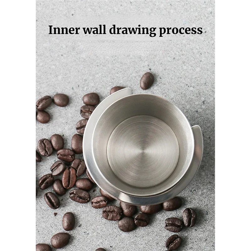 A62K-실버 58Mm 커피 도징 컵 스테인레스 스틸 커피 컵 운송 컵 스테인레스 스틸 범용 파우더 수집기 내구성