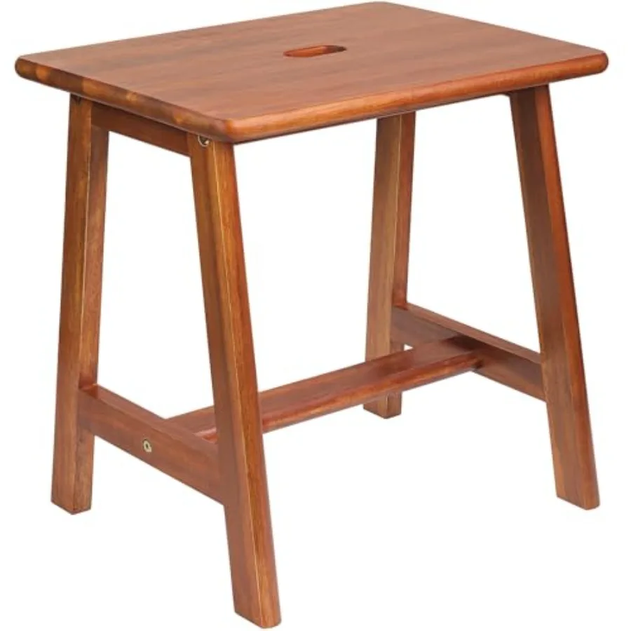 

Rectangular Acacia Wood Stool 6.7"D x 3"W x 7.7"H - Small Bench Seat, End Table, Bathroom, Plant, Makeup Stool - Perfect for Li