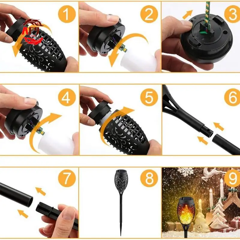 

AF90-4PCS Solar Torch Lights For Garden Decor 12 LED Solar Lights For Outside Waterproof Solar Lights Flame Torch Solar Light