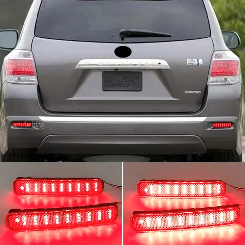 

New！ 2PCS LED Rear Bumper Reflector Brake Light For Toyota Highlander 2011 2012 2013 Stop Lamp Warning Fog Light Car Accessories