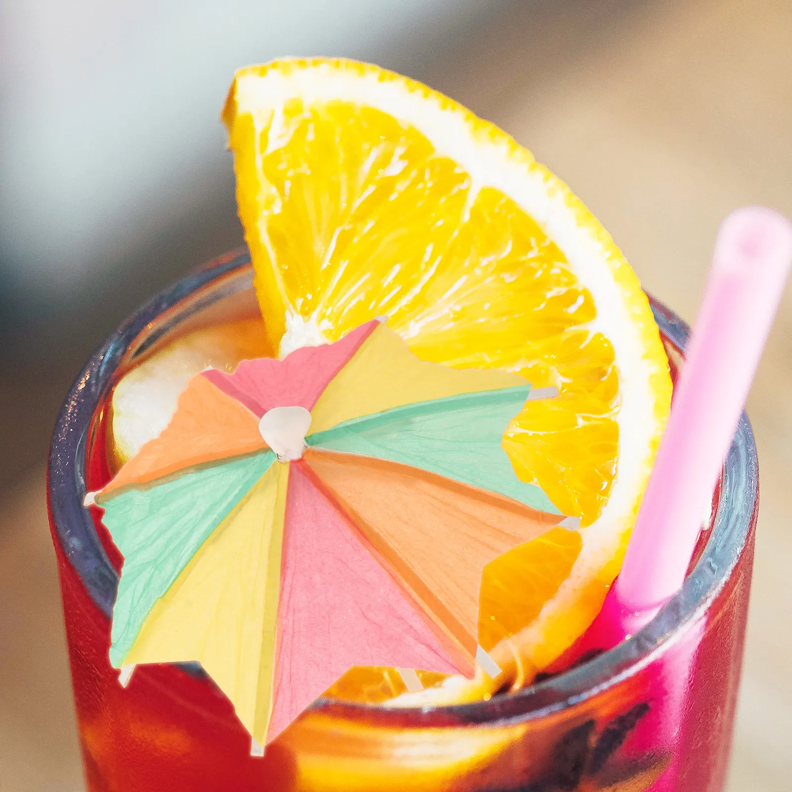 50Pcs Distinctive Bamboo Paper Cocktail Picks Lovely Drink Parasols for Summer Holiday Luau Party Cake Toppers Fruit Skewer