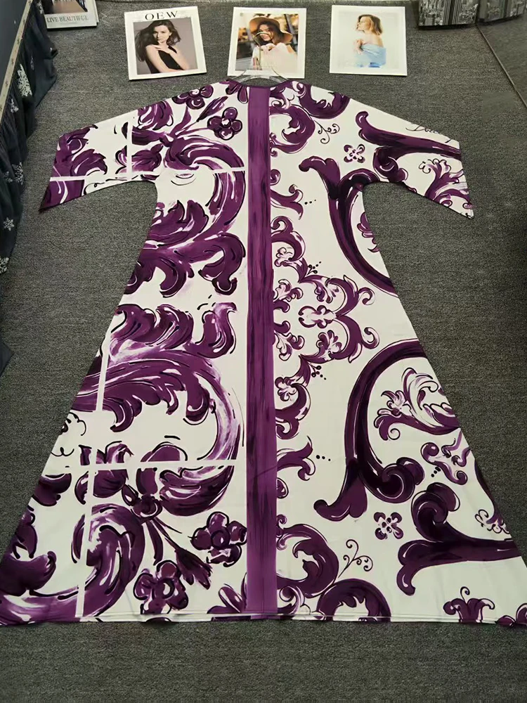 Robe d'été rétro à imprimé géométrique pour femmes, col rond, cravate découpée, jupe bouffante ample irrégulière à la mode, 2025