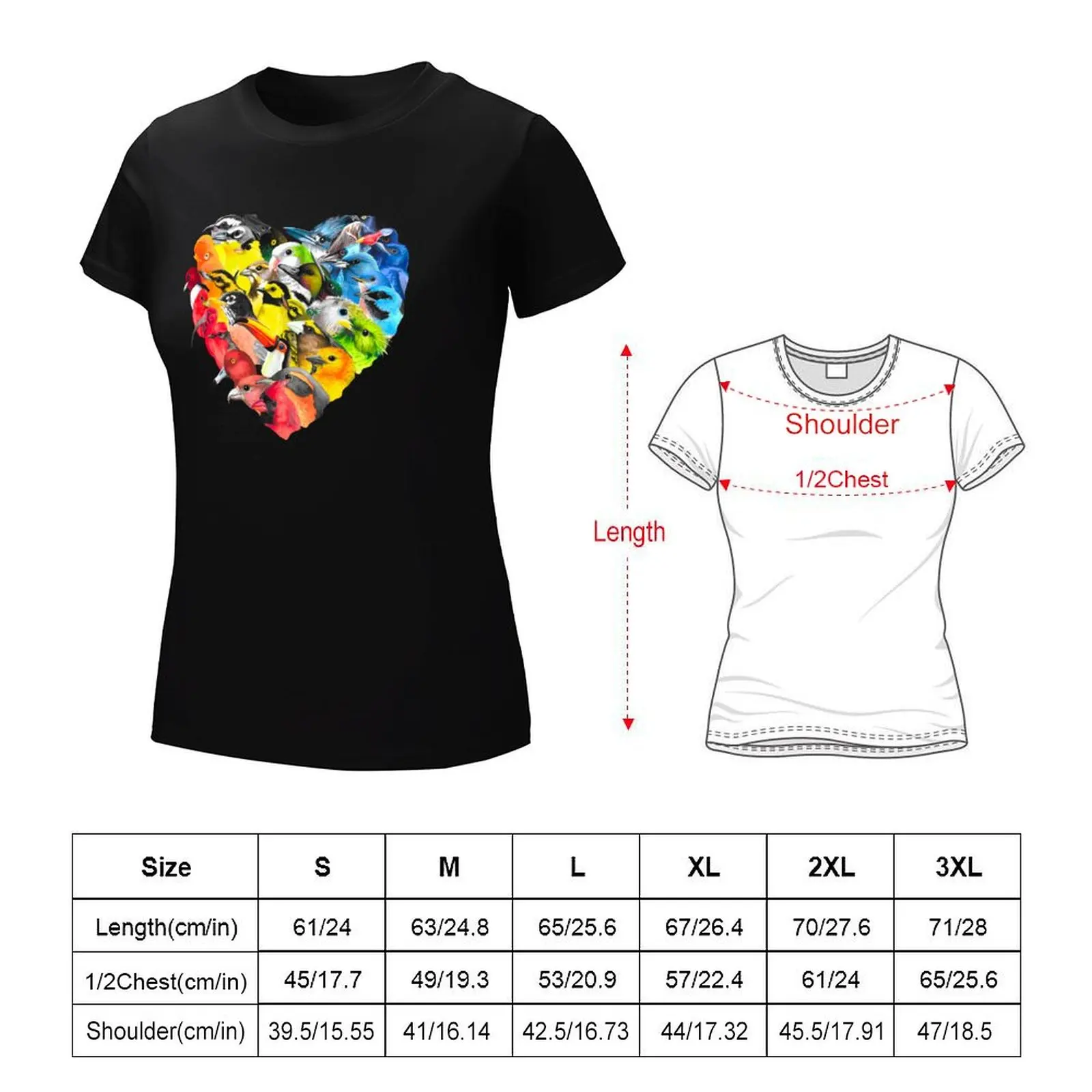 ACLU Fundraiser Rainbow Bird Heart T-Shirt aesthetic clothes summer tops t shirt for Women