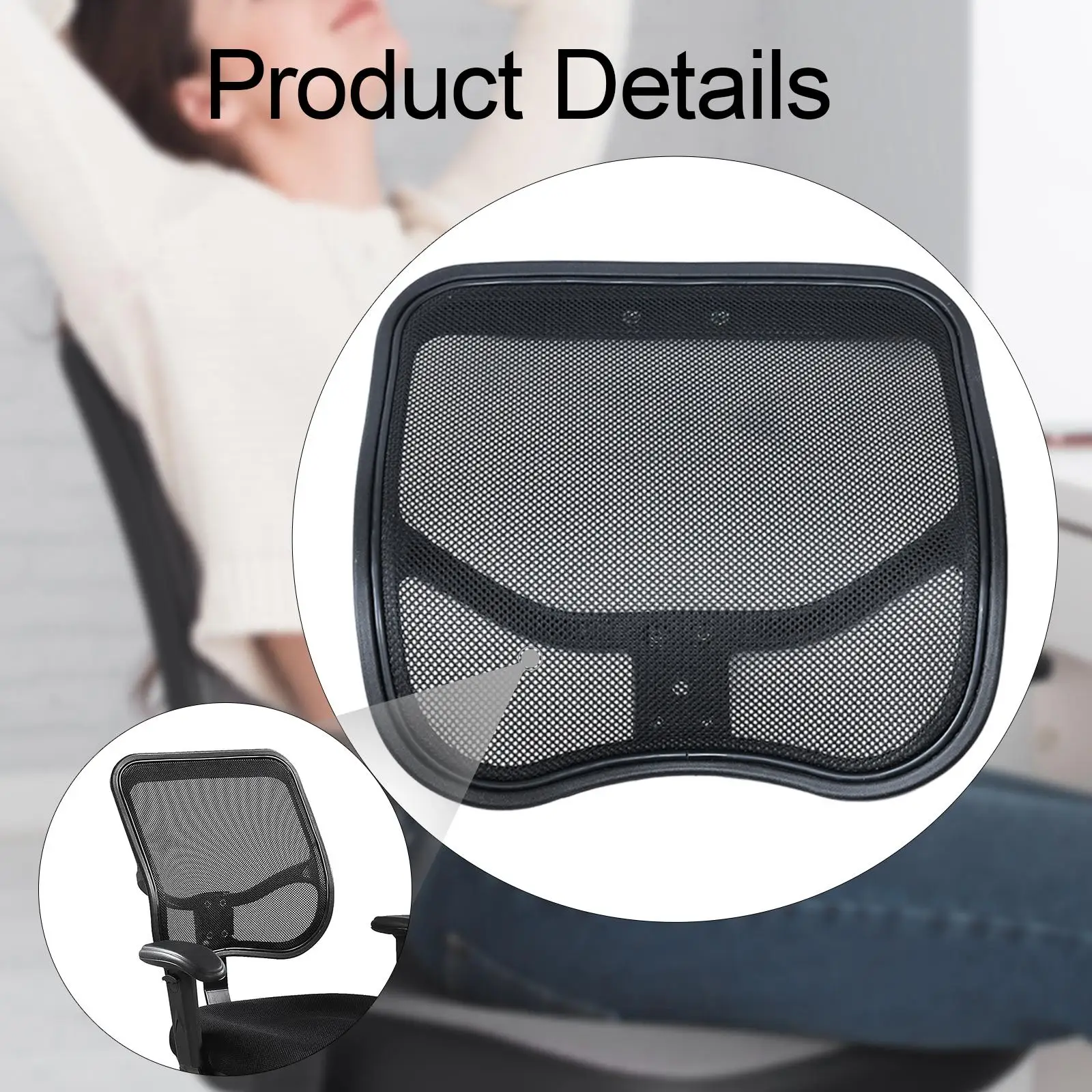 Apoio de Braço Substituível para Cadeira Gamer, Almofada Ergonômica com Suporte Lombar em Tela para Cadeira de Escritório Giratória