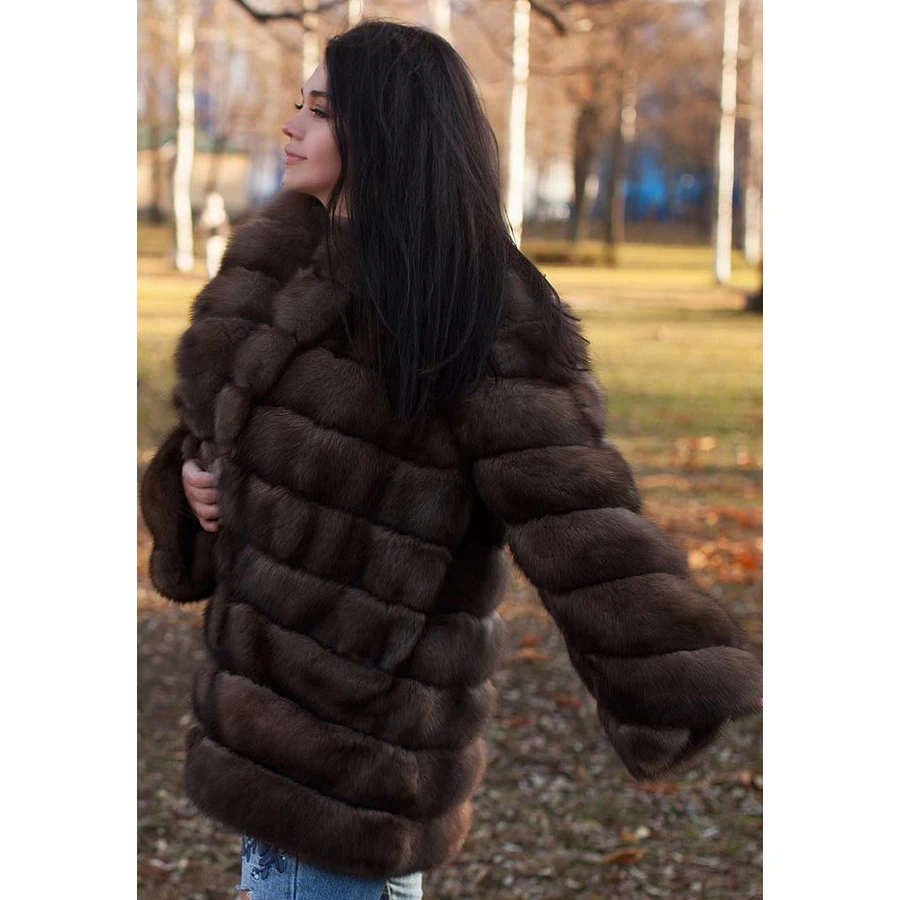 Fox Coat Real Fox Fur Jacket Mid-Length Natural Fur Coat With Lapel Women Winter  Warm Hot Selling New Style