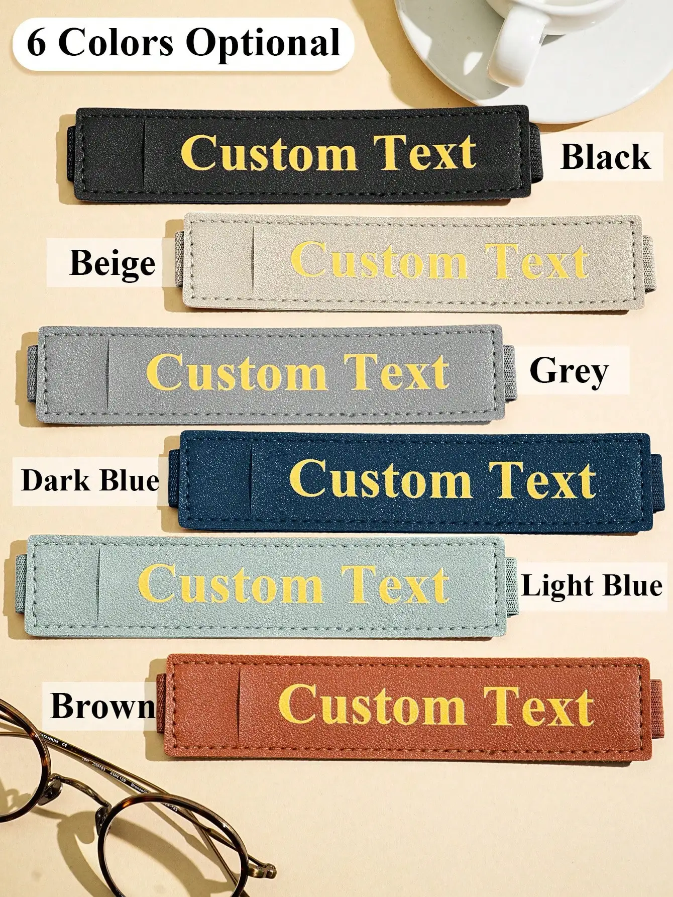 1pc Custom PU Leather Pen Case With Text 6 Colors Anti Scratch Gift For Teacher Student Professional Graduation Father Boss Day