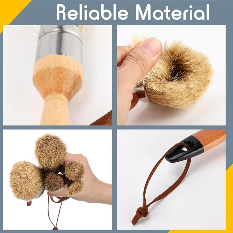 ABDE-11Pcs Chalk Stencil Brushes Set Wooden Handle Template Brushes For Chalk Paint Stencil Projects Furniture DIY Art Crafts