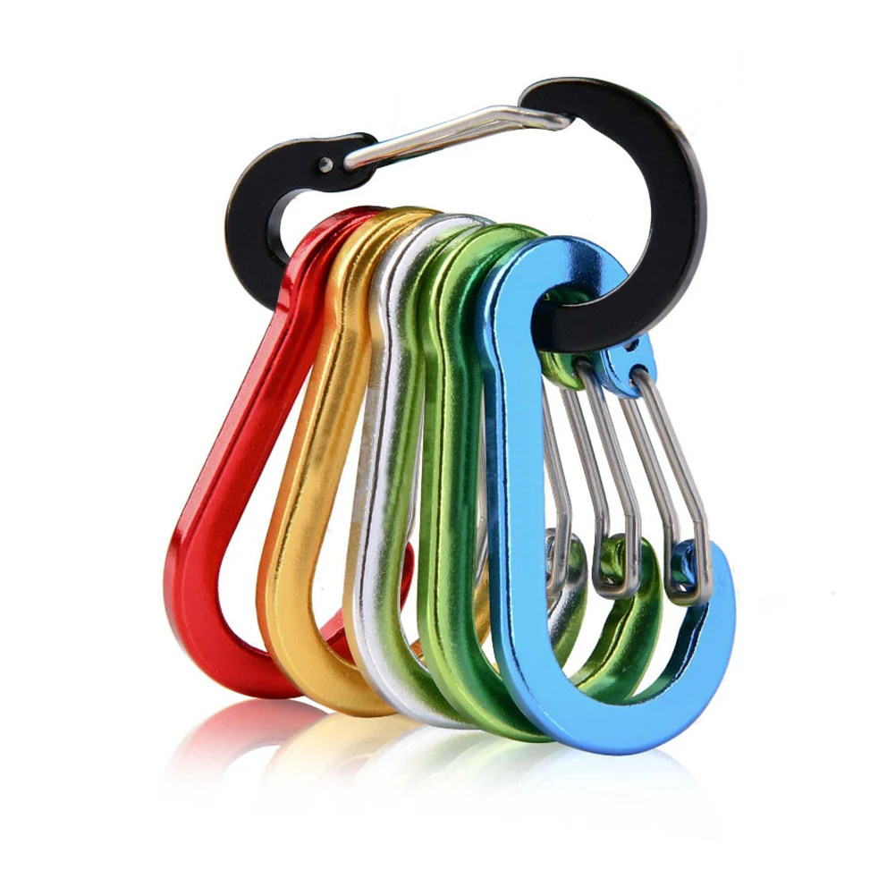 6/12pcs Multi Tool Mountaineering Buckle Steel Outdoor Camping Small Carabiner Clips Fishing Climbing Acessories