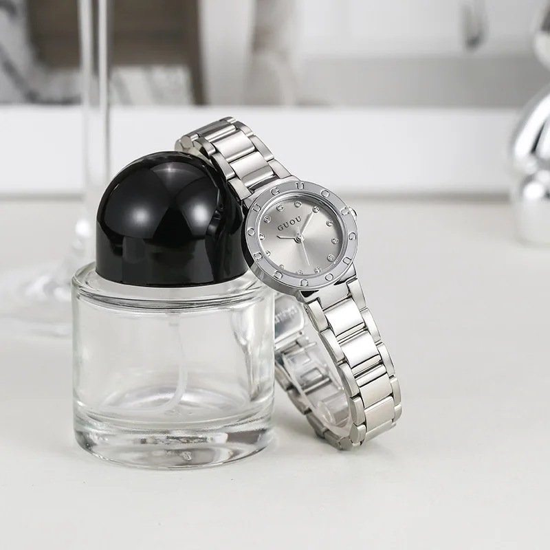 New Stainless Steel Silver Watch, Women'S High-Quality Round Quartz Watch, Premium Selected Timepiece, A Perfect Gift For Women.