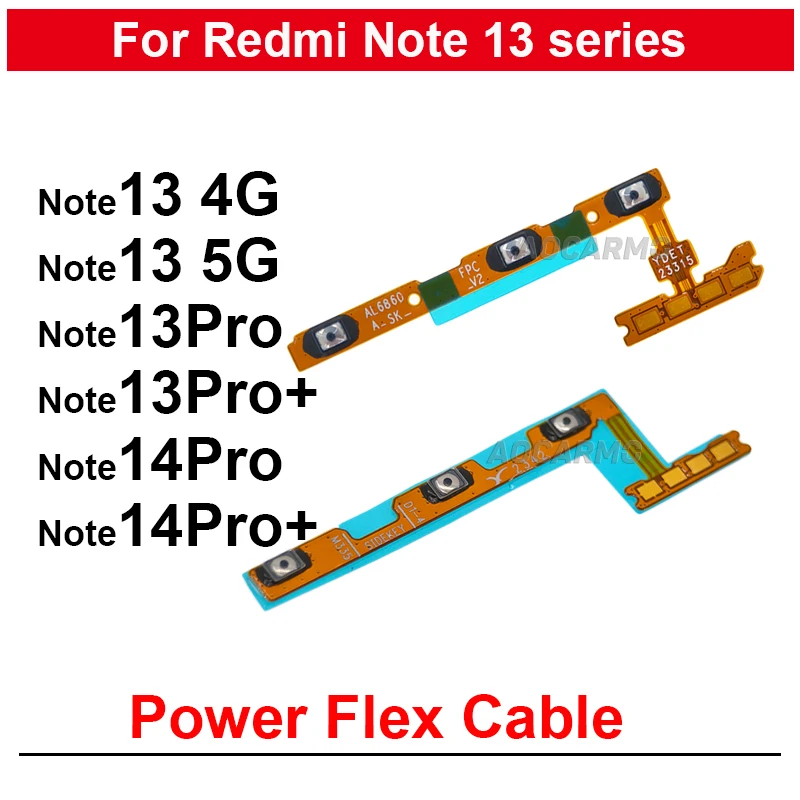 Power On Off Volume Buttons lex Cable Replacement Parts For Redmi Note13 Note 13 Pro 4G 14 Pro+ Plus 5G