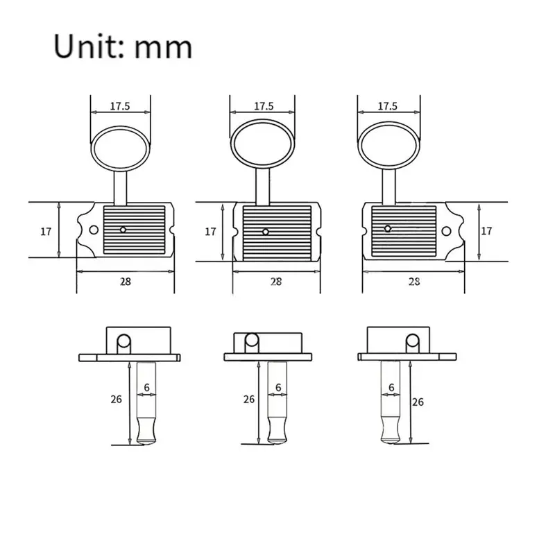 Y49A-Vintage موالف الجيتار الكهربائي 6 في الخط النيكل الفضة آلة رؤساء 6R ضبط مفاتيح أوتاد مجموعة #6