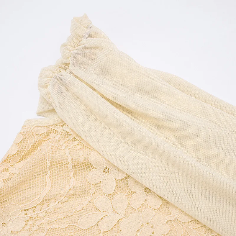 Sukienka maxi z koronką, sznurowana, z siateczki, patchworkowa, damska, elegancka, seksowna, z dekoltem typu slash neck, odkryte ramiona, bez pleców, obcisła, na imprezę klubową, długa szata.