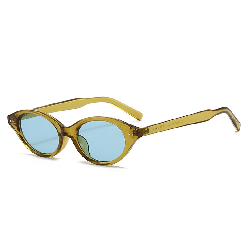 Shauna Fashion Kleine Cat Eye Zonnebril Vrouwen Retro Klinknagels Tinten Uv400 Mannen Trending Groene Thee Ovale Lens Zonnebril