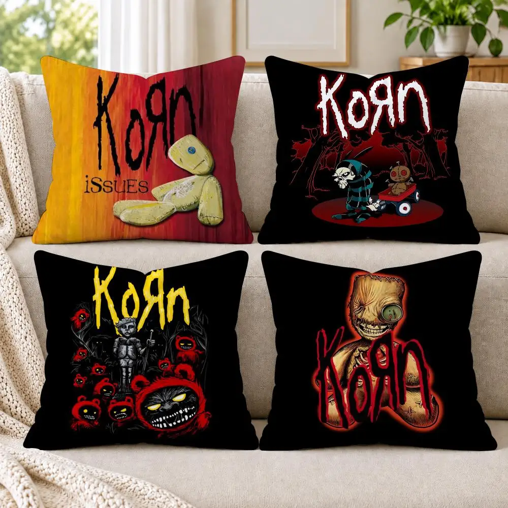Rock Band K-Korn Cushion Cover Short Plush Double-Sided Printing Sofa Bedroom Living Room Throw Pillow Cover Home Decor