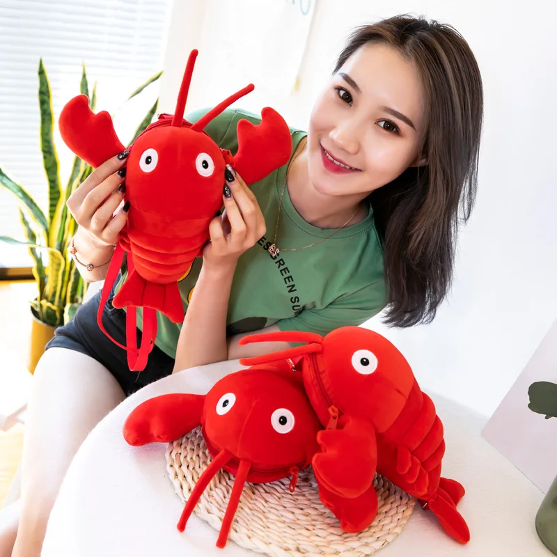 クリエイティブ新ザリガニぬいぐるみショルダーバッグかわいい漫画ロブスターぬいぐるみぬいぐるみクロスボディバッグポータブル小銭入れ誕生日ギフト