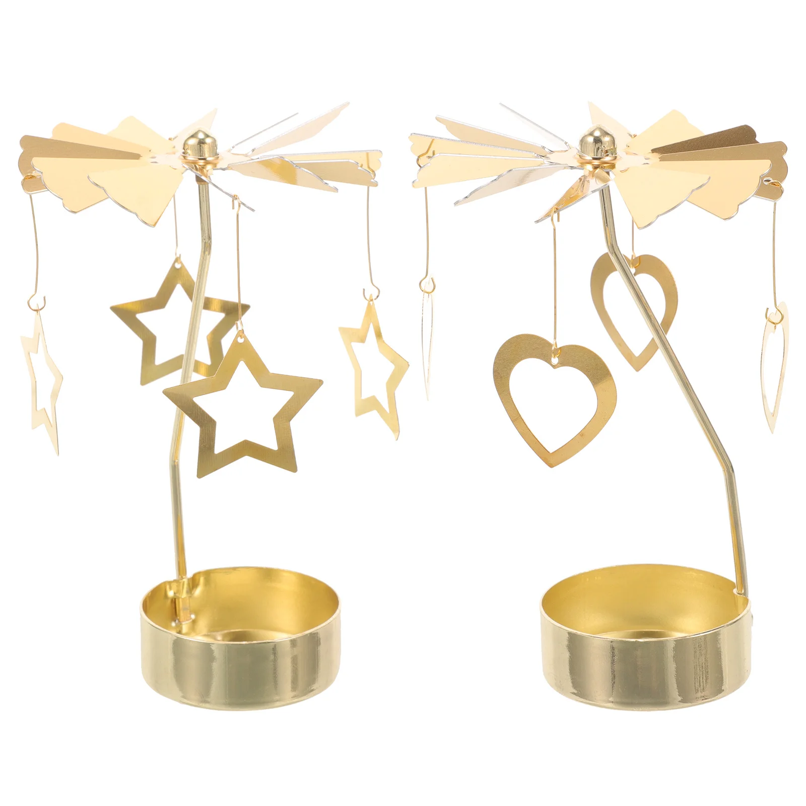 

2Pcs Delicate Rotating Candlestick Decorative Xmas Party Supply Elegant Adorn Rotating Candlestick Candleholder Decor