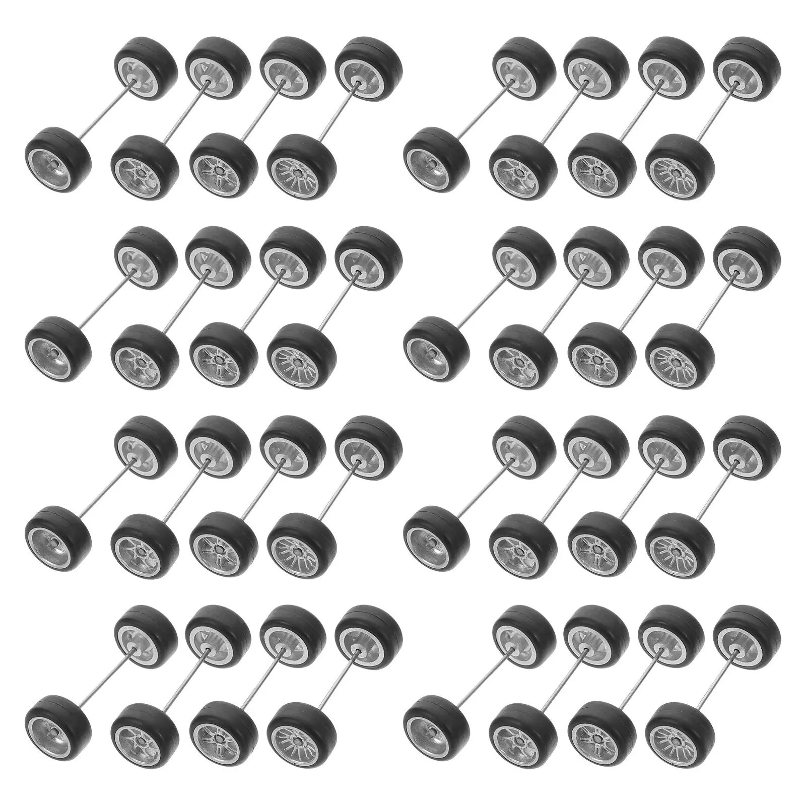 

1/64 Scale Alloy Car Wheels Rubber Tires Detachable Realistic Display Modification Style Hub Replacement Parts For Car