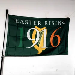 Easter Rising Irish Republic Flag - St Patrick's Day Polyester Tapestry Banner 90x150cm, Historical Tribute Wall Decor
