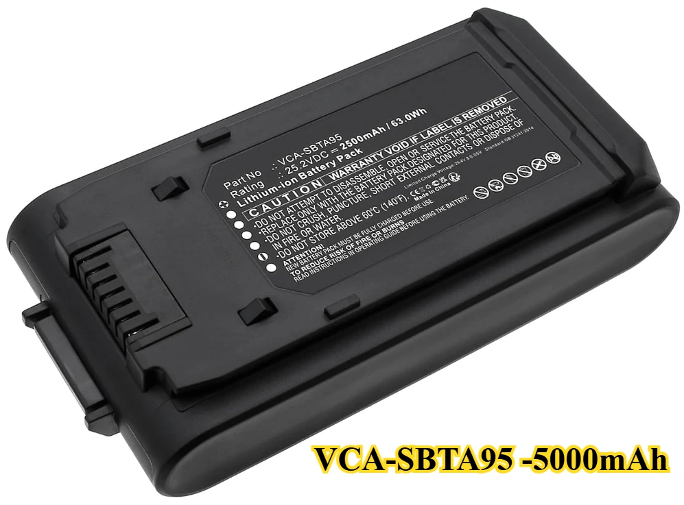 

Для пылесоса Samsung Bespoke Jet, (Li-ion, 25,2 В, 2500 мАч), сверхвысокая емкость, замена аккумулятора Samsung VCA-SBTA95