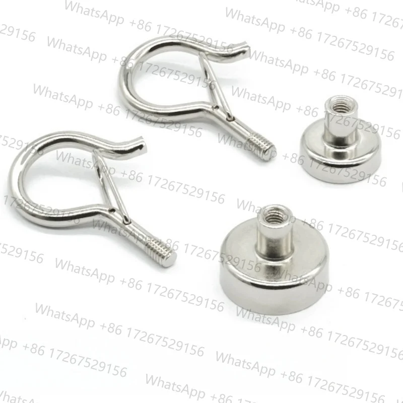 5Pcs Super Strong Neodymium Powerful Magnetic Hooks Ring Metal Magnet with Curved Hook Hanger for Hanging,Fridge,Wall,Key