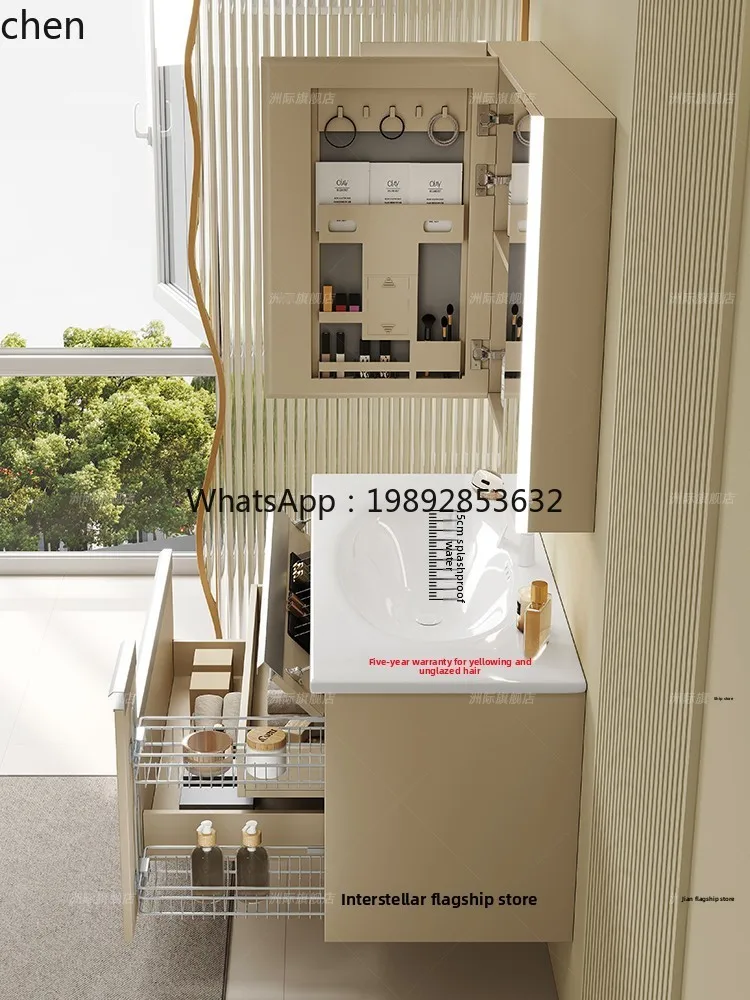 large storage bathroom cabinet combination drawer pull basket wash table ceramic integrated