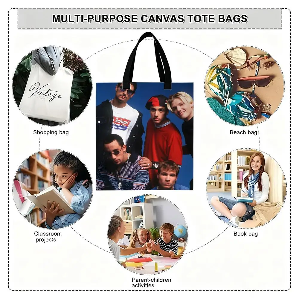 حقائب تخزين كلاسيكية للأولاد من مجموعة B-Backstreet، حقيبة كتف قماشية خفيفة الوزن للمتسوقين عصرية صديقة للبيئة متعددة الاستخدام مع سعة كبيرة #5