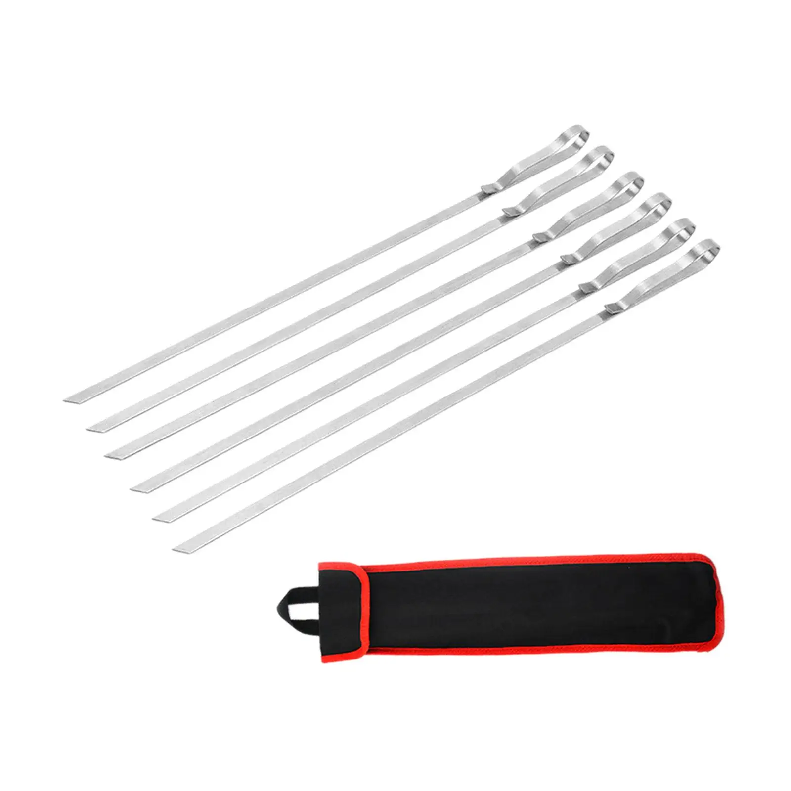 6Pcs Kebab Skewers Flat Skewers Reusable Heat Resistant Flat Long Shish Kebab Skewers for Vegetables BBQ Shrimp Kabob Grilling