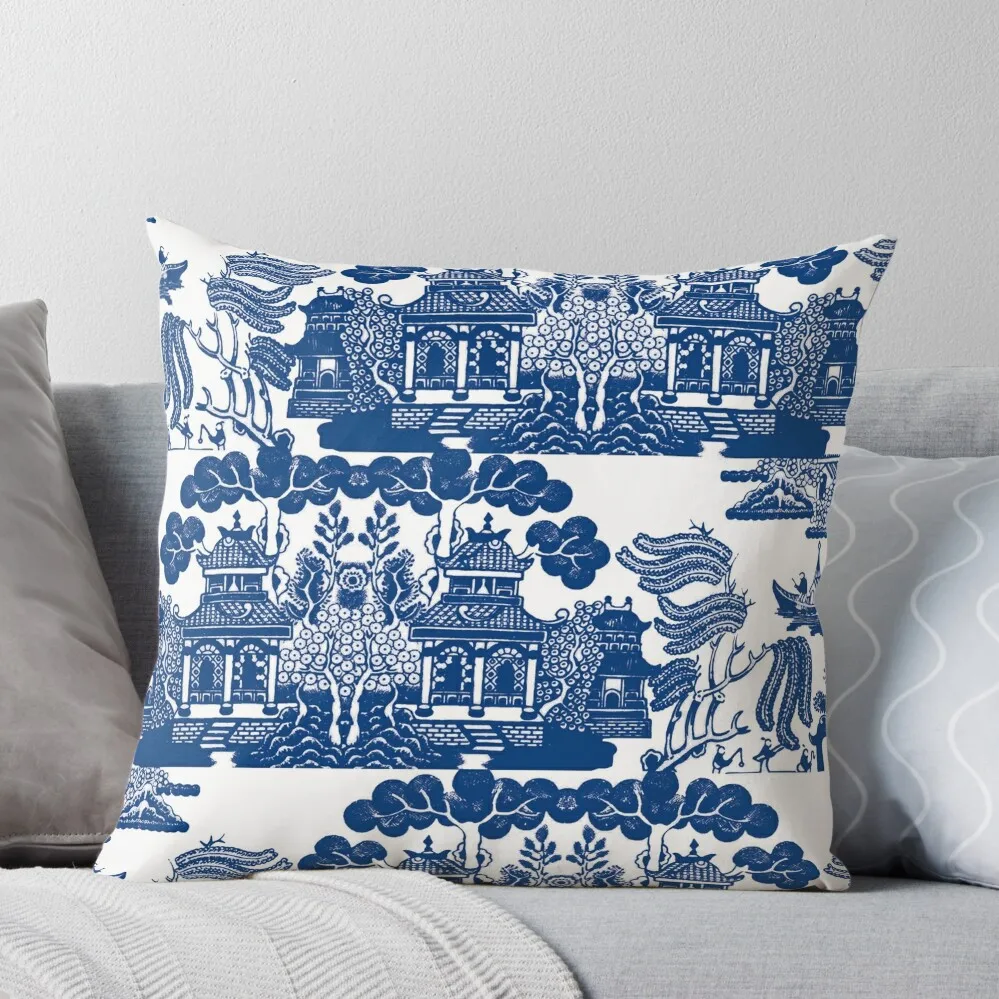 

Blue Willow Chinoiserie Blue And White Porcelain Inspiration Throw Pillow Cushions For Children luxury decor pillow cover luxury