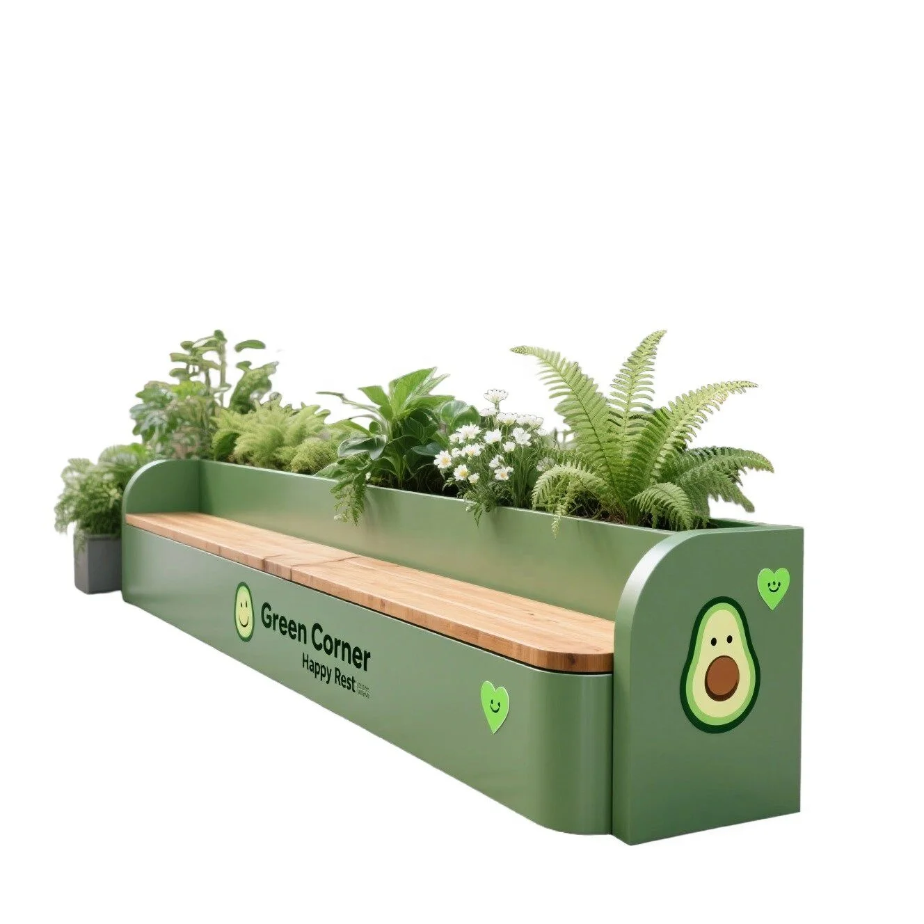 V*-Modern Eco-Friendly Outdoor Iron Stool Flower Box Seat Combination Customizable for Hotel Mall Coffee