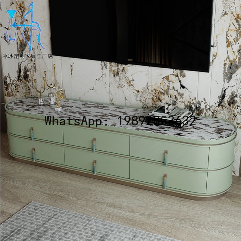 XL TV Cabinet High-End Villa Living Room TV Cabinet Lacquered Coffee Table Set Integrated Media Cabinet