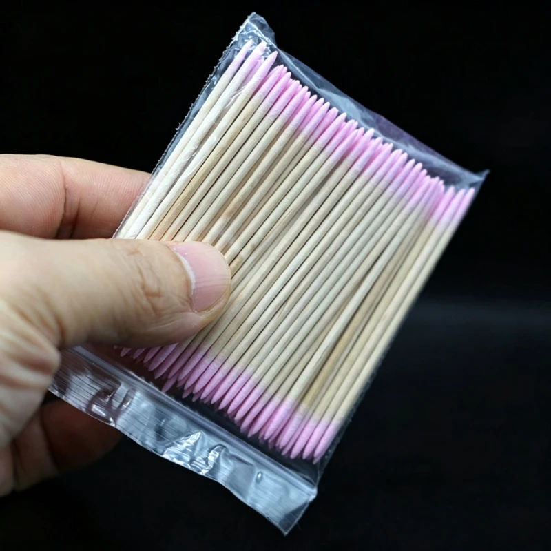100/300/500Pcs Embroidery Double Pointed Cotton Stick Multi-function Eyeliner Nail Care Cleaning Equipment Appliance
