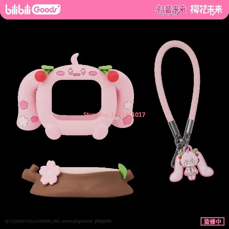 bilibiliGoods Sakura Miku CUBE FACE Bluetooth Earphone Case Cover Protective Shell Set Anime Style