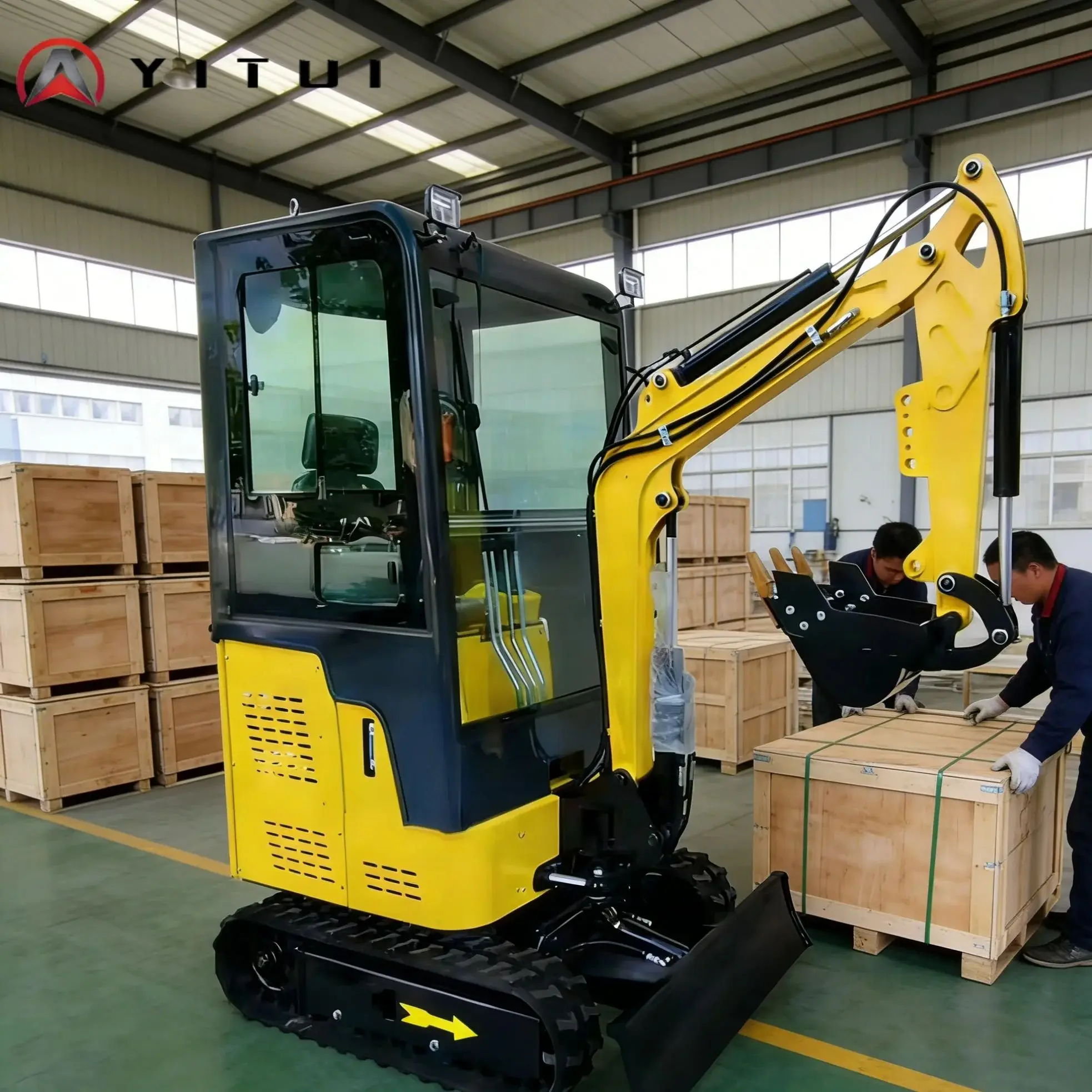 Customized 1.2t Mini Excavator For Drainage Ditch Digging Features An Integrated Design Robus With Bucket And Attachments