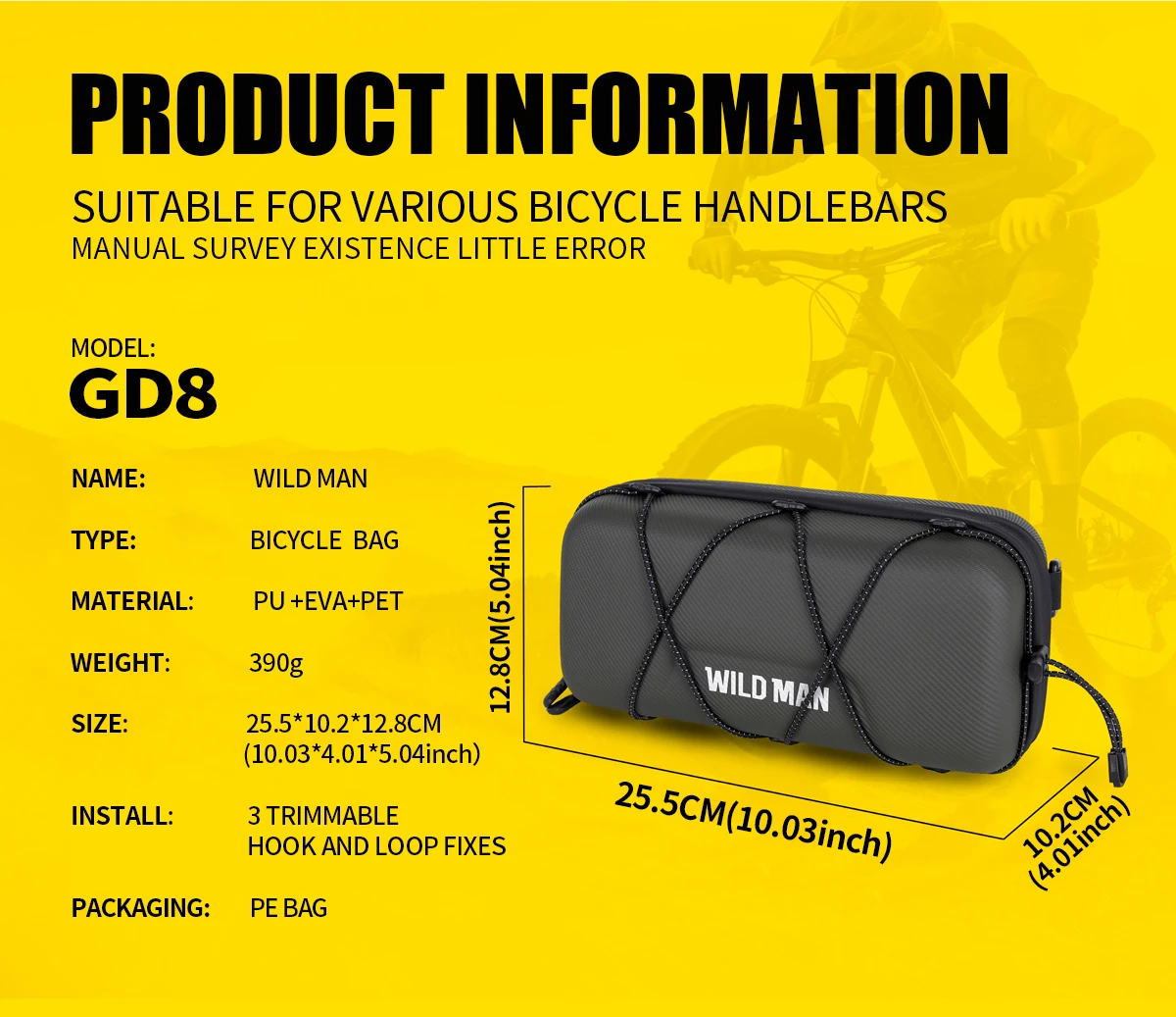 WILD MAN BBG154 Fahrrad Lenkertasche EVA Hartschale Regenschutz Aufbewahrung kleiner Zubehörteile – Detail 5