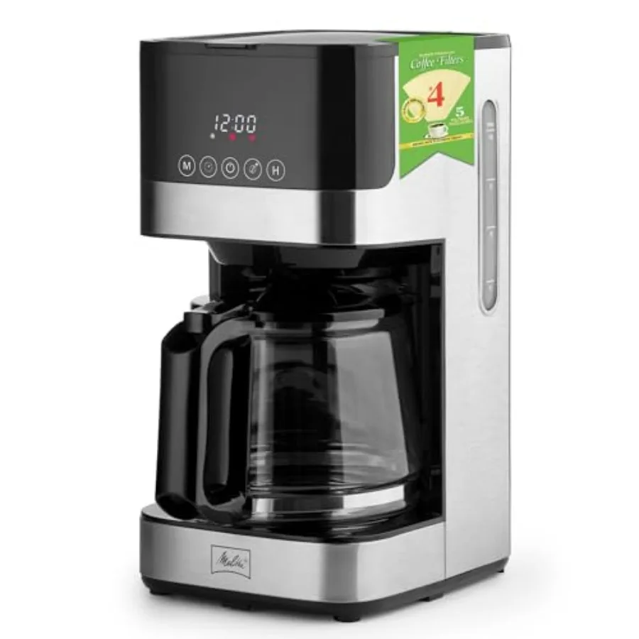 

Кофеварка капельного типа Aroma Tocco Glass на 10 чашек, автоматическая и программируемая, 96 унций, с 5 кофейными фильтрами, черная