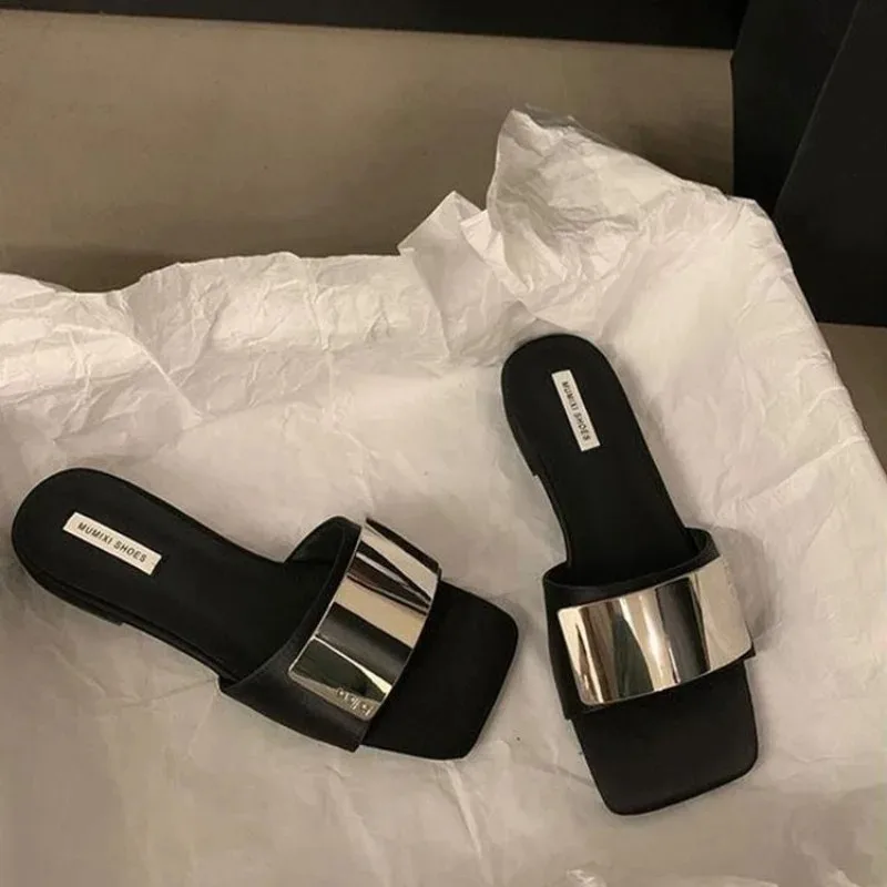 

Shoes Rubber Flip Flops Woman's Slippers Beige Heeled Sandals Square Toe Slides Low Med Hawaiian 2026 Black Thin Fabric Sewing